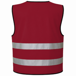 Burgundy refleksvest med DTF-tryk, set bagfra