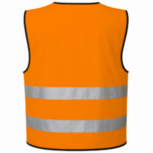 Fluorescerende orange refleksvest bagside med rygtryk område