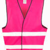 Fluorescent pink refleksvest med DTF-tryk, set forfra