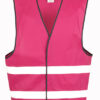 Refleksvest til voksne i Raspberry farve, forside