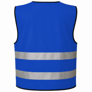 Refleksvest til voksne i royalblå farve, bagside