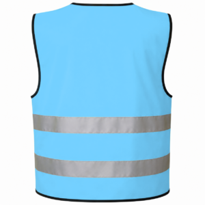Refleksvest til voksne i himmelblå farve, bagside