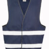 Navy refleksvest med DTF-tryk, set forfra