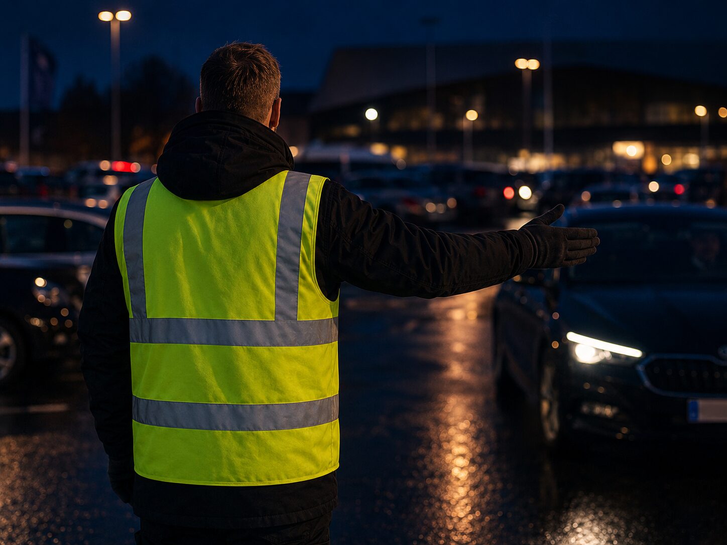 Refleksvest med tryk til vagter og parkeringspersonale